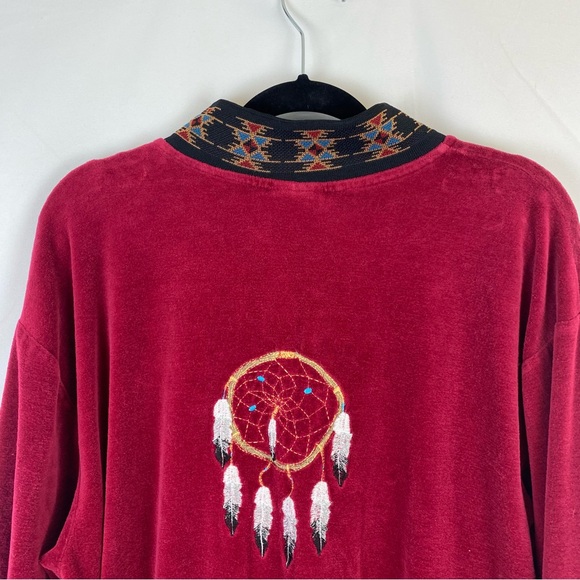 Vintage Milton Funwear Velour Embroidered Red Track Jacket Apx Size M-L - Picture 3 of 13